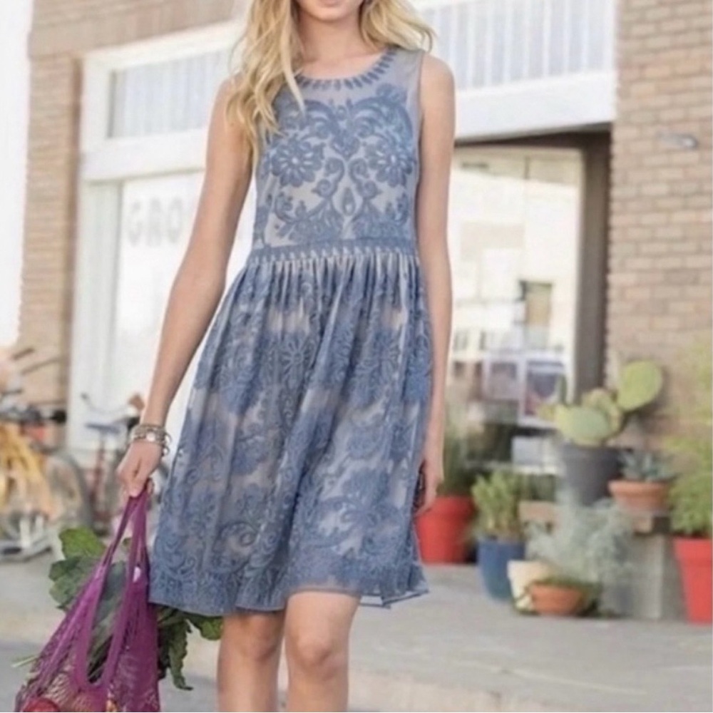 Sundance Love at First Sight Embroidered Lace Dress | 12 | blue